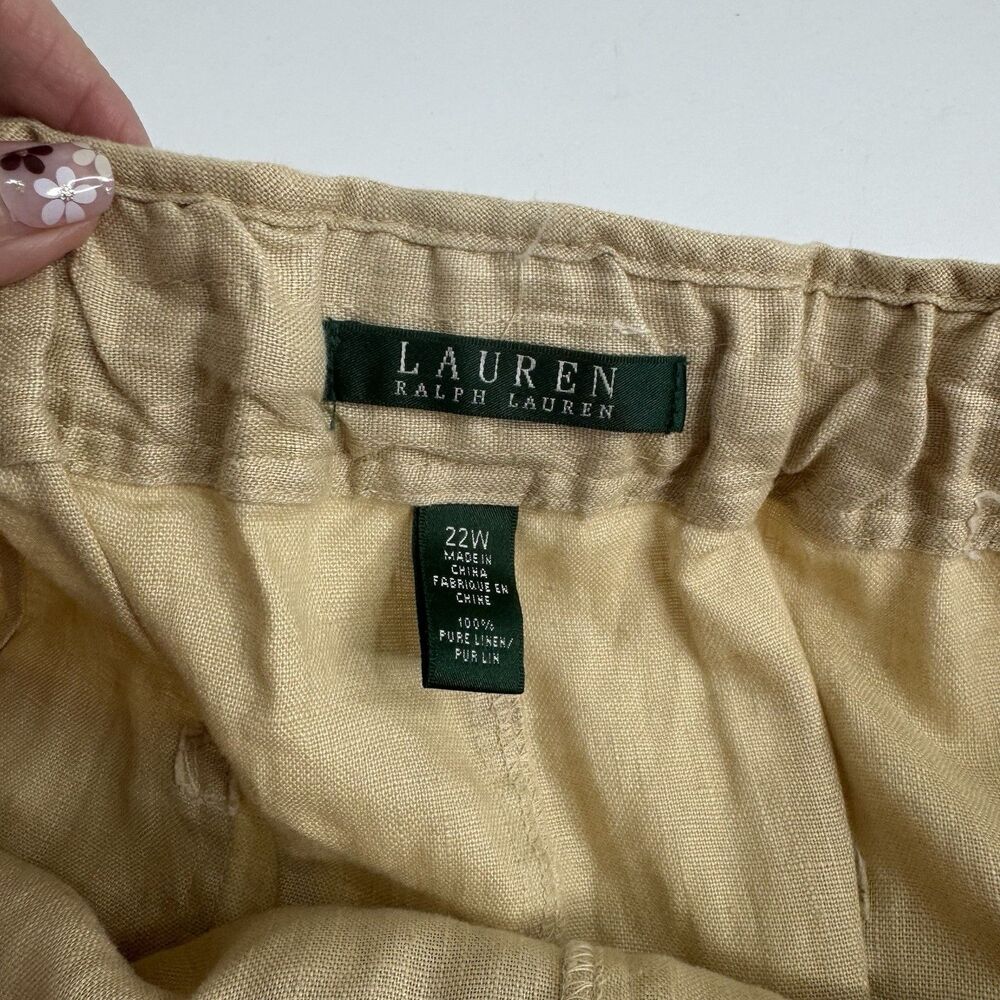 Lauren Ralph Lauren 100% Linen Wide Leg Pants 22W Brown Tan Plus Size LRL - Picture 8 of 8